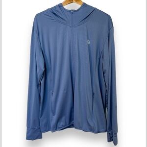 Moteepi Summer Lightweight Beach Jacket Full Zip Size 2XL Light Blue Hooded